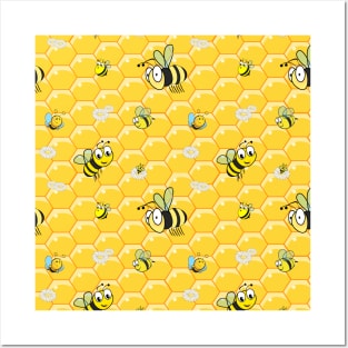 Bees on Honeycomb Posters and Art